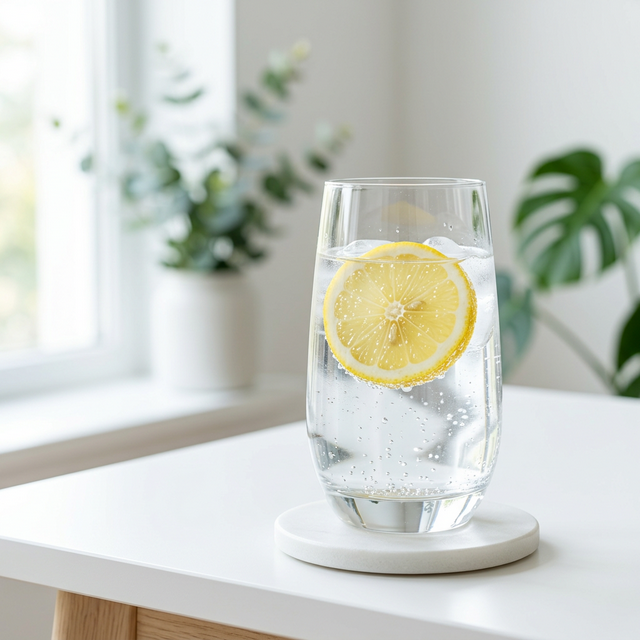 Copo com água e limão simbolizando o truque da água